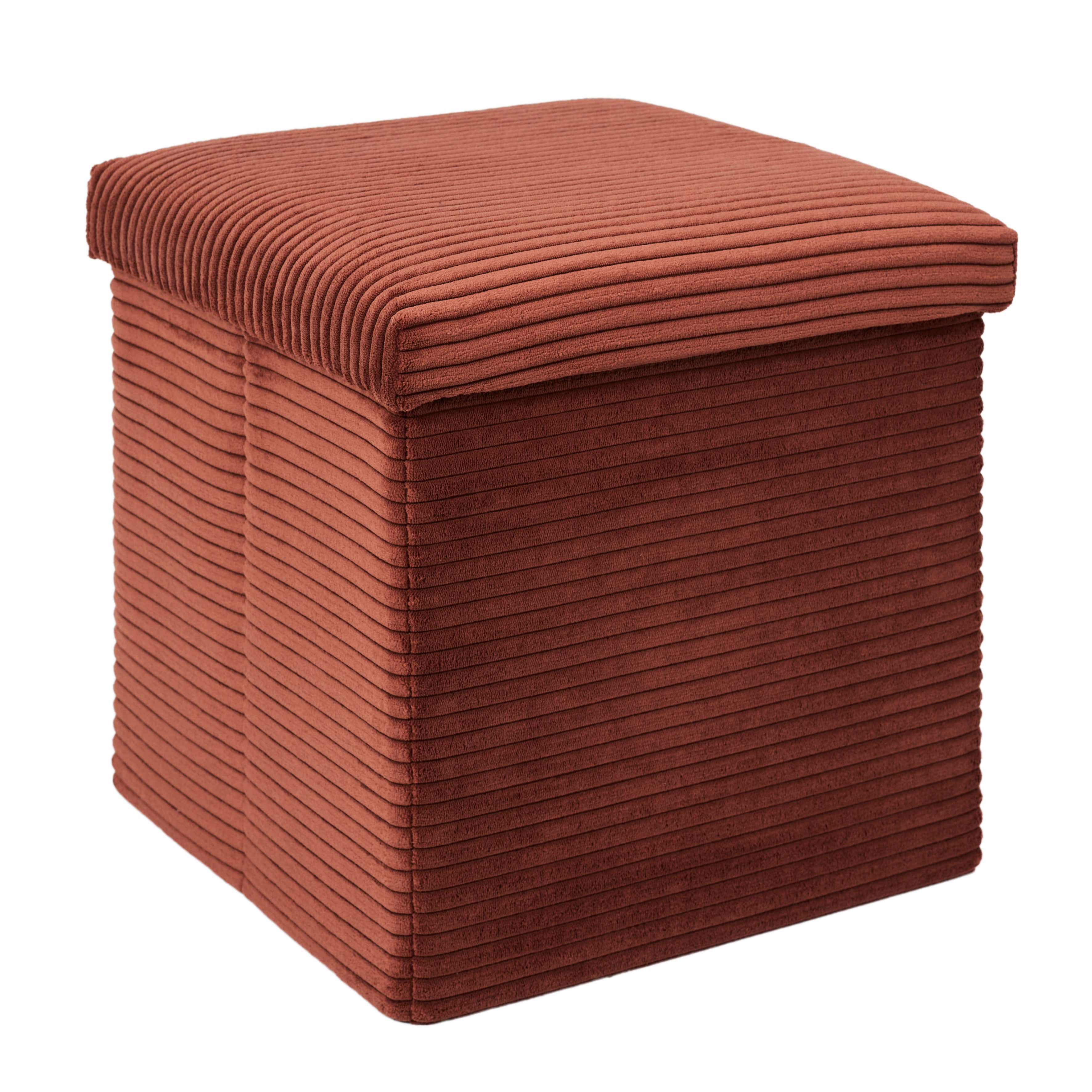 Coffre Pouf Pliable - Home Deco Factory - Scott - Côtelé - Orange - 2