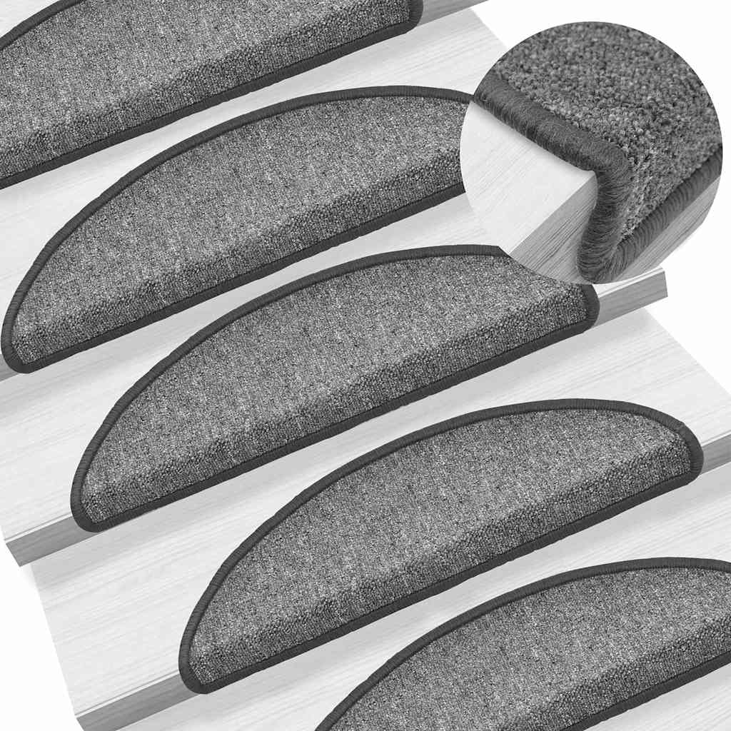 Tapis d'escalier 20 pcs | Paillasson d'escalier | Tapis de marche gris foncé 56x17x3 cm CFW174412 - 5