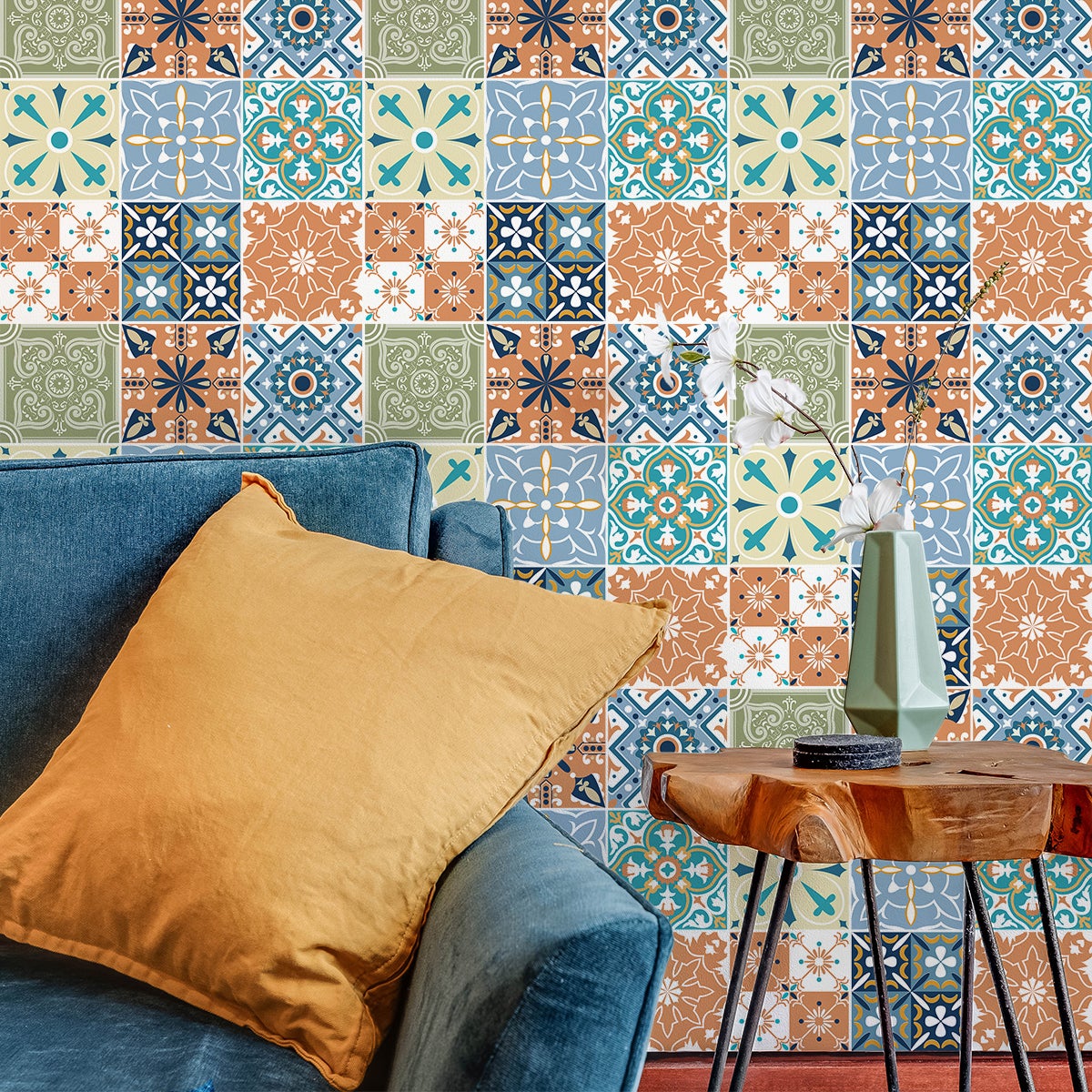 9 vinilos azulejos zorina - adhesivo de pared - revestimiento sticker mural decorativo - 9stickers20x20cm