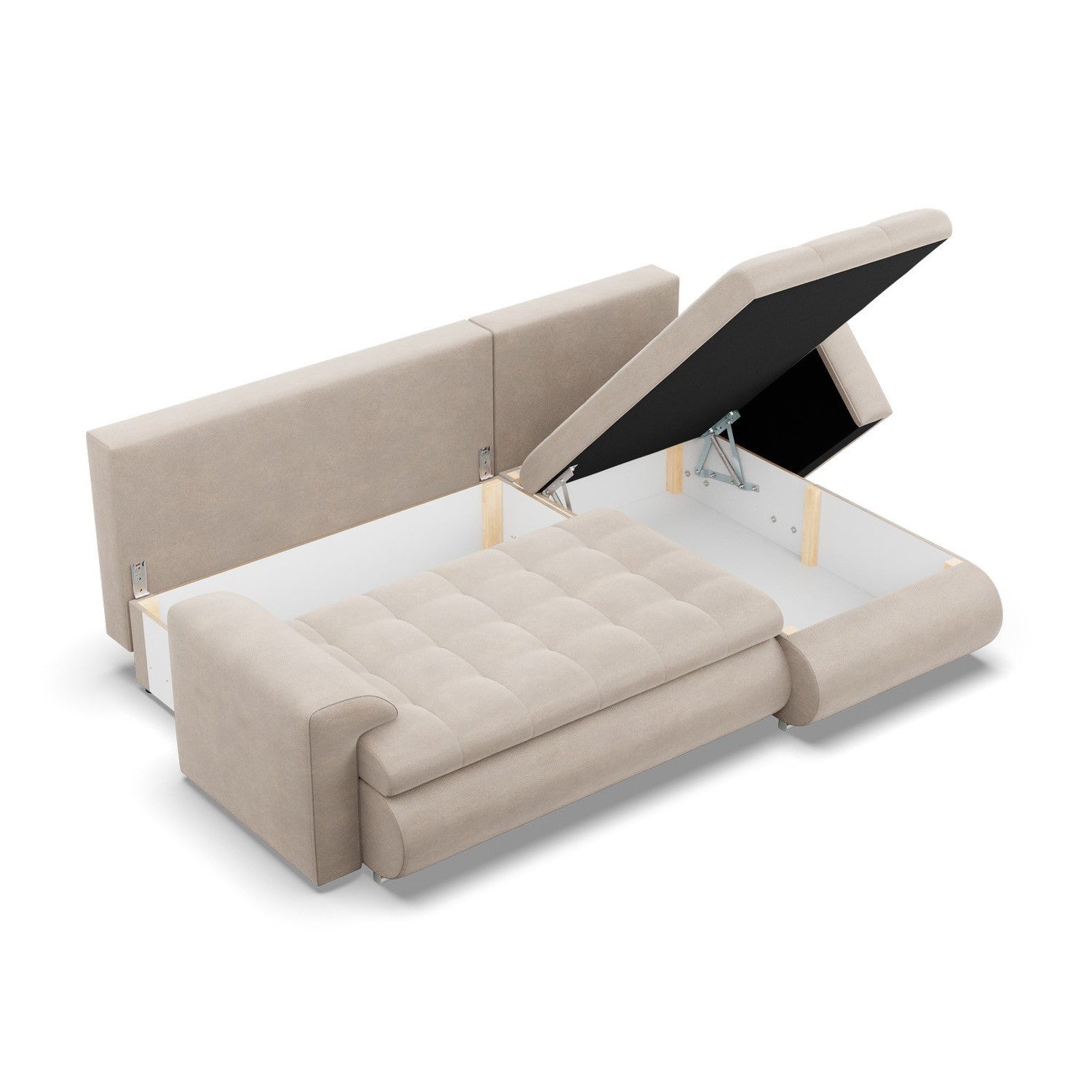 MEBLIGO | Droite Canapé d'angle avec fonction couchage | Foresta | Beige - 3