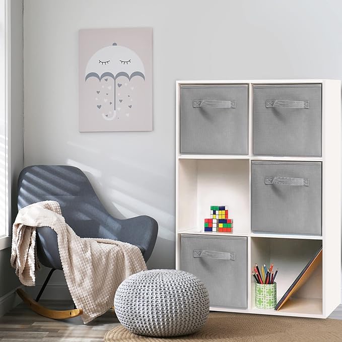 Cubes de rangement pliables, 27 x 27 x 28 cm, boîtes de rangement ouvertes en tissu non tissé, tiroir en tissu, pour jouets et vêtements - 4