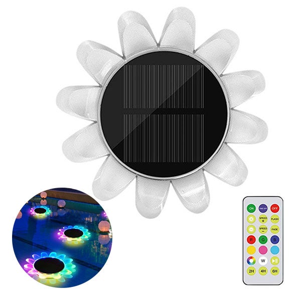 1 szt. pływająca lampa basenowa RGB zasilana energią słoneczną, wodoodporne lampki LED IP68 do oczka wodnego z 1 szt. pilota zdalnego sterowania