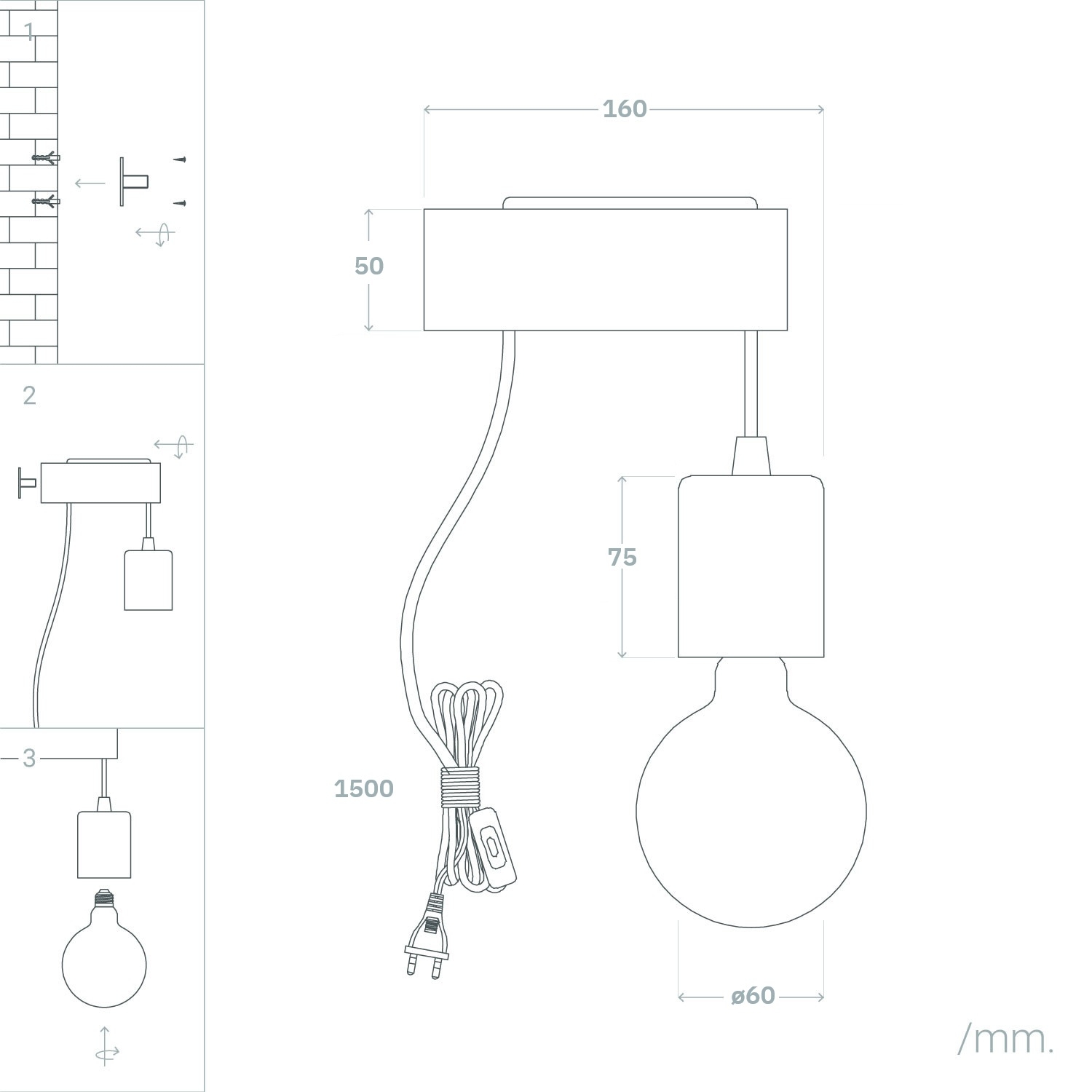 Lampe Murale Torse Naturel - 5