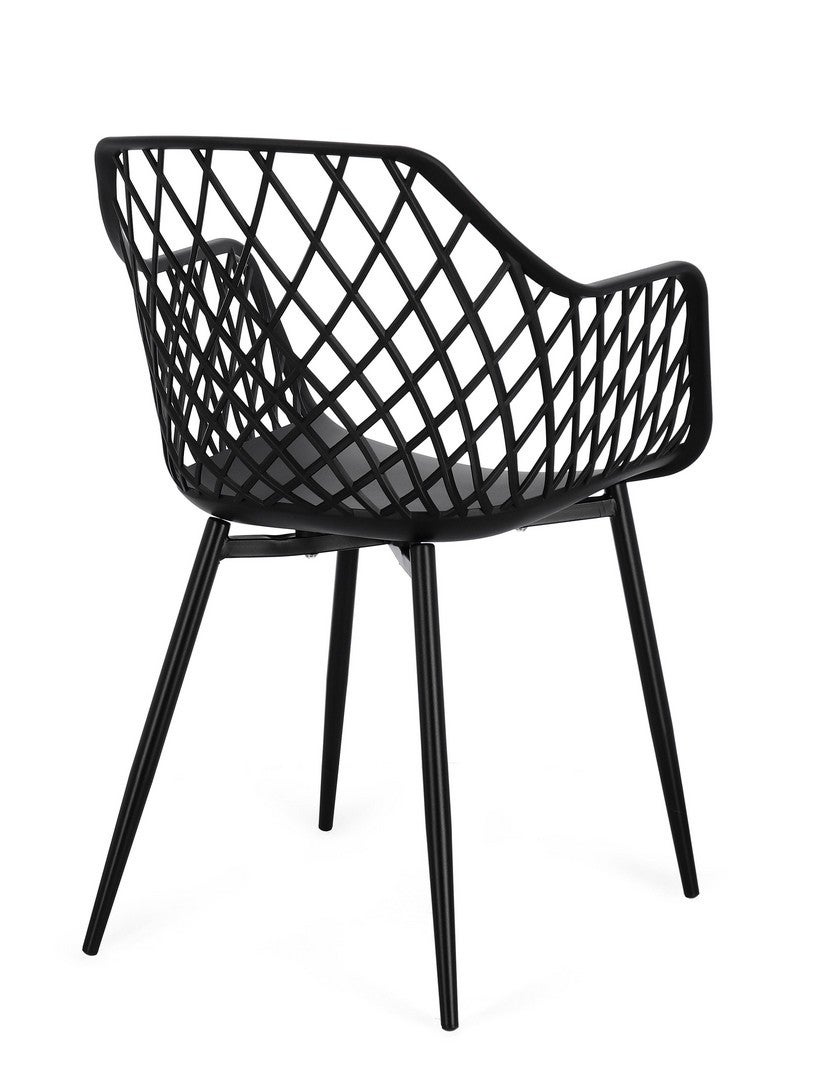 Ensemble de 4 chaises de salle à manger en acier et polypropylène noir - 2
