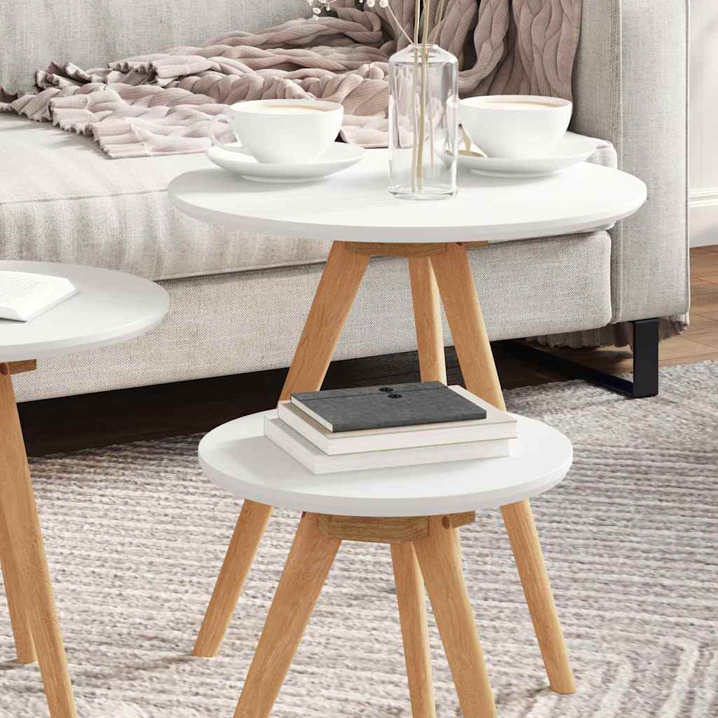 Lot de 3 tables basses gigognes rondes - Bois de noyer massif et MDF ...