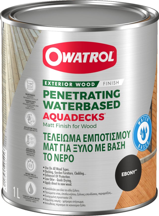 Saturateur bois à l'eau Owatrol AQUADECKS® Charbon intense 1 litre