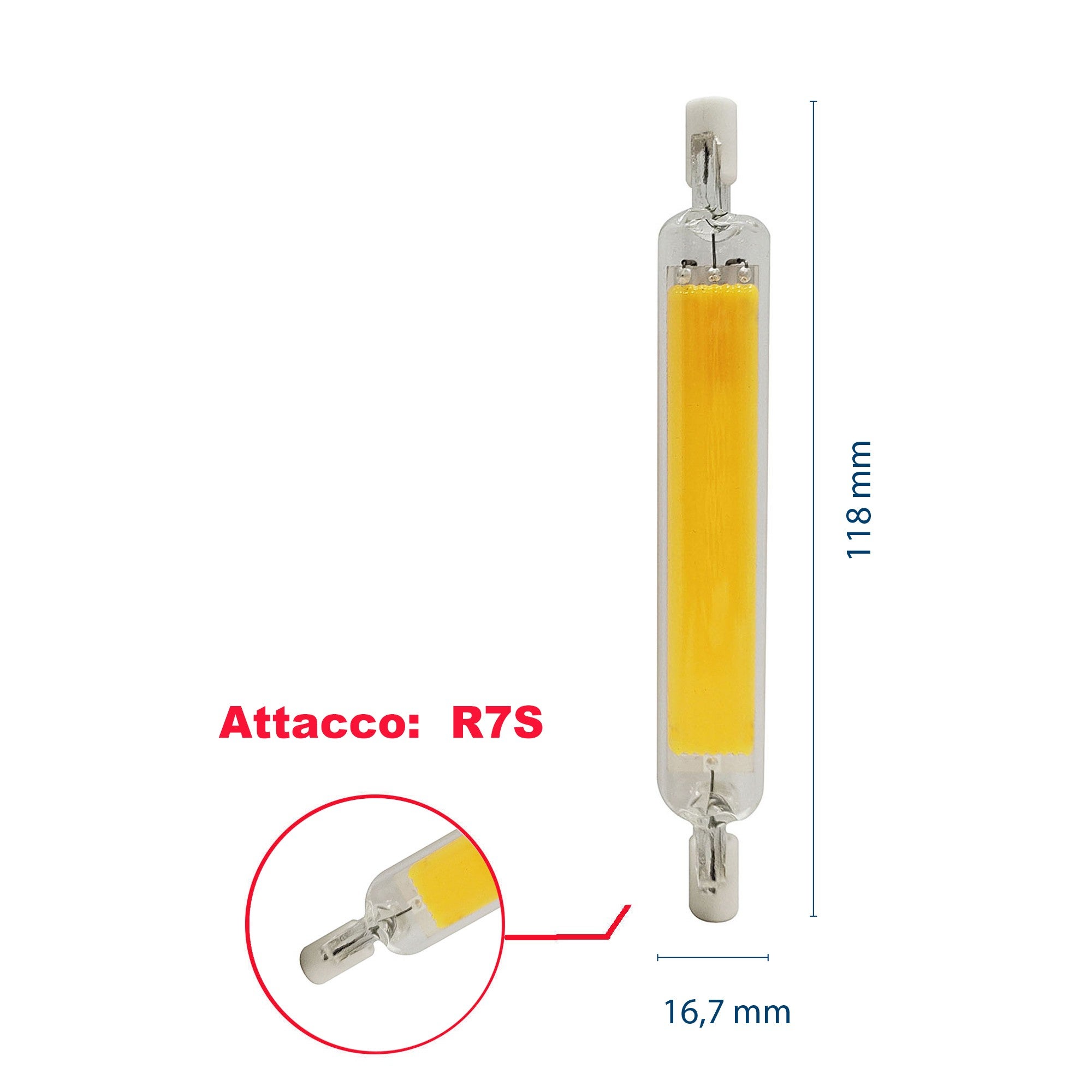 Ampoule LED COB R7S 8,5W 1055 lumens, 118 mm, lumière blanche chaude 3000 K - 5