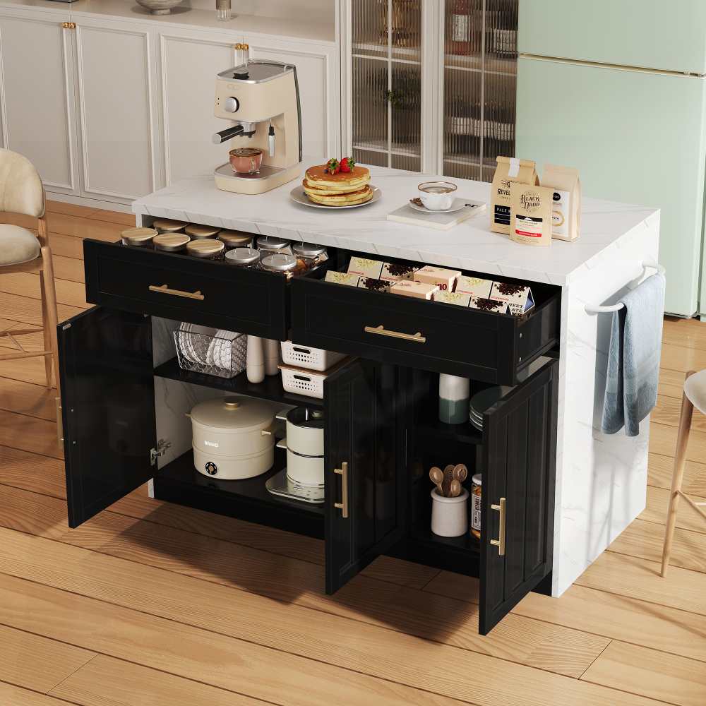 Îlot de cuisine de 120 x 60 x 91 cm, prises électriques, ports USB, câble d' alimentation de 1,5 m, étagères réglables, poignées métalliques | Leroy Merlin Îlot de cuisine de 120 x 60 x 91 cm, prises électriques, ports USB, câble d' alimentation de 1,5 m, étagères réglables, poignées métalliques | Leroy Merlin
