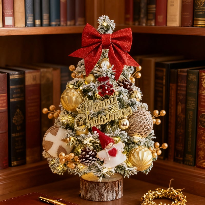 Décoration Lumineuse de Noël - Sapin Artificiel Mini 45cm avec Guirlande LED Chaude- 20led, Décoration de Table, Bureau ou Étagère - 5