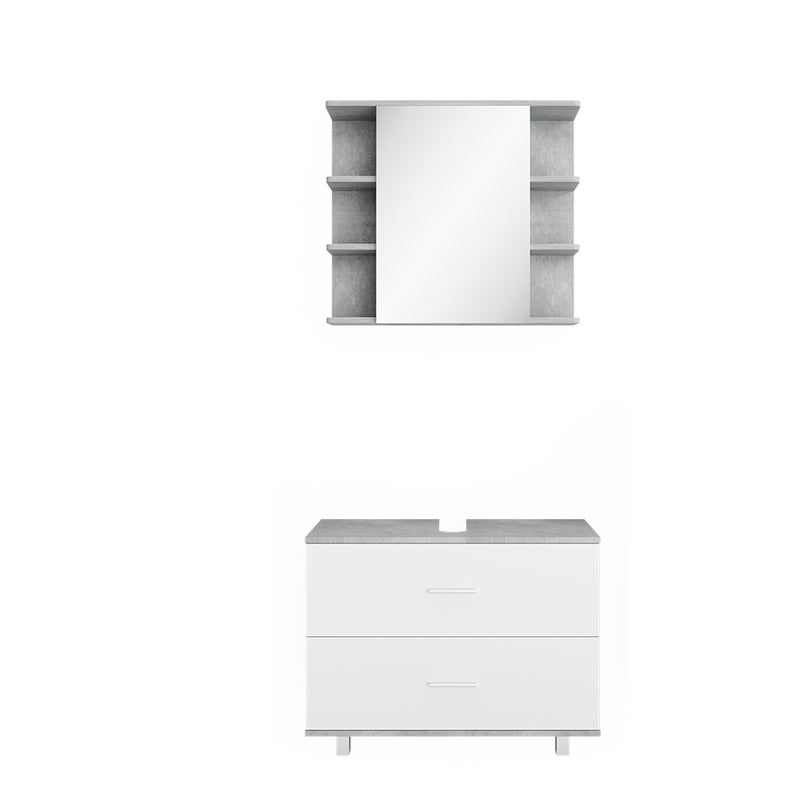 Vicco Zestaw mebli łazienkowych Ilias, Beton/Biały, 2 części