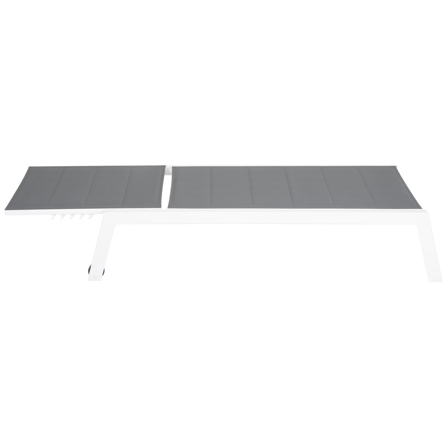 Set bain de soleil et table d'appoint gris et blanc aluminium 1 place BARBADOS - 5
