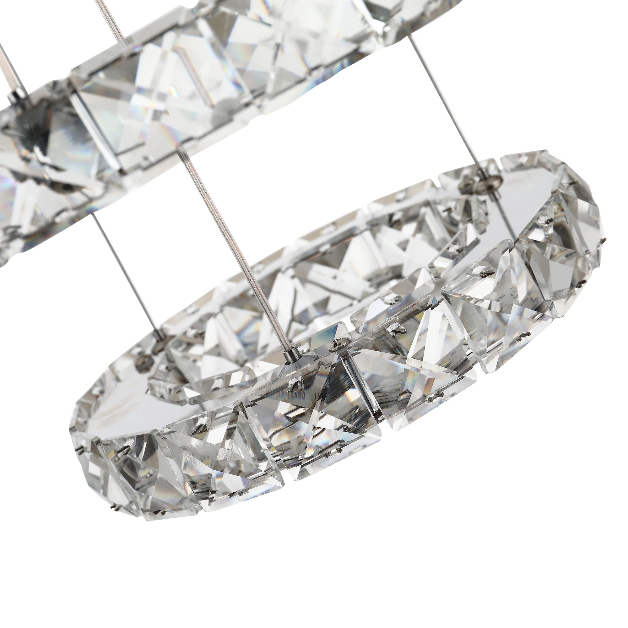 HOMCOM Lampadario a Sospensione con 3 Anelli Regolabili, Luci a LED e Cristalli, Ø60 x 110cm - 9