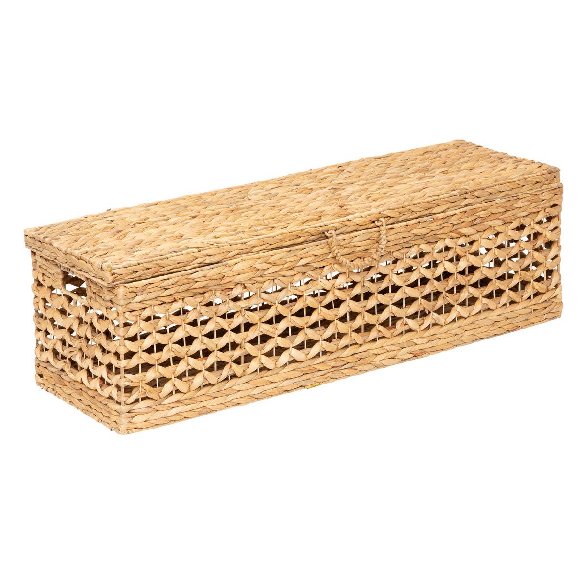 Panier de rangement XL pour dessous de lit en jacinthe d'eau beige doré