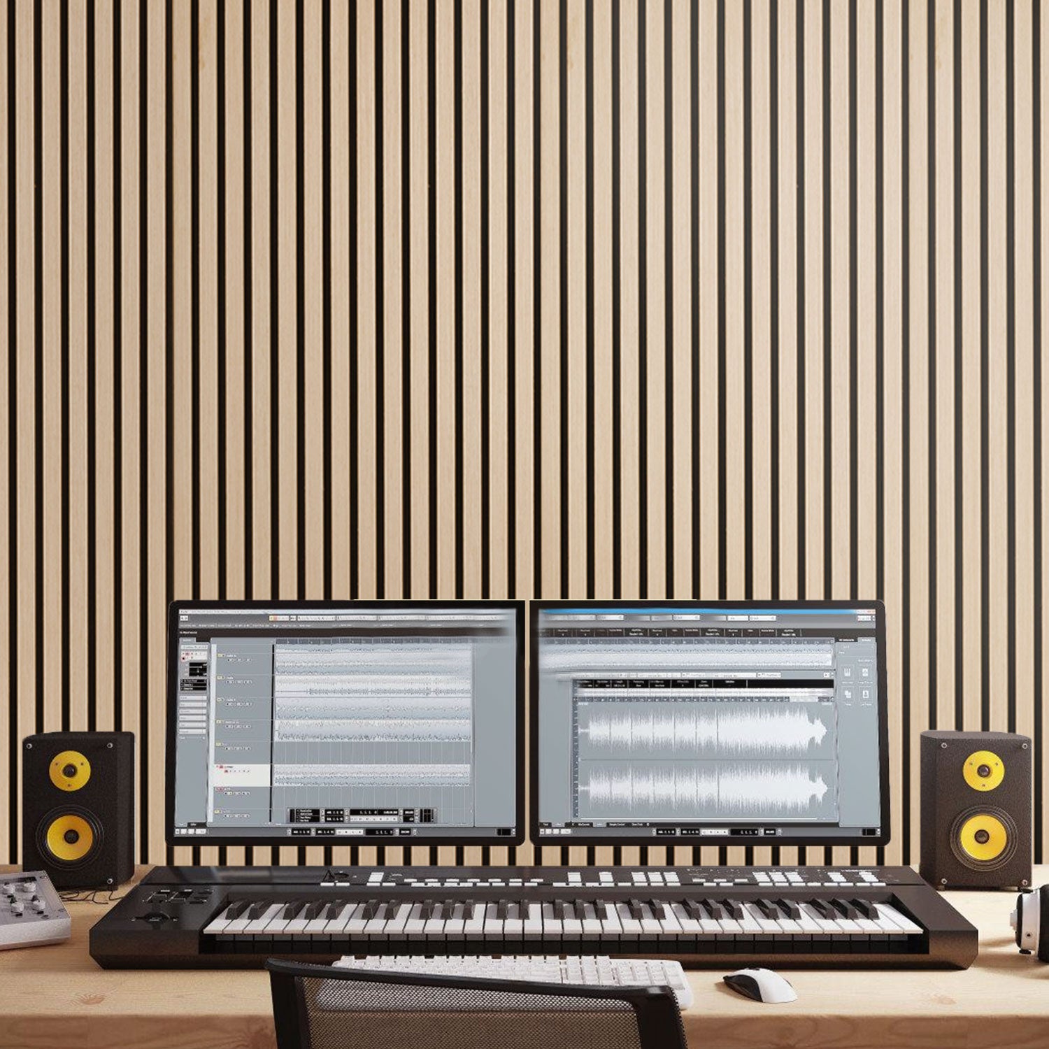 Lote de 2 Paneles Acústicos de Pared de MDF de Madera 120x60x2.1cm - Panel MDF Enchapado en Roble - 7