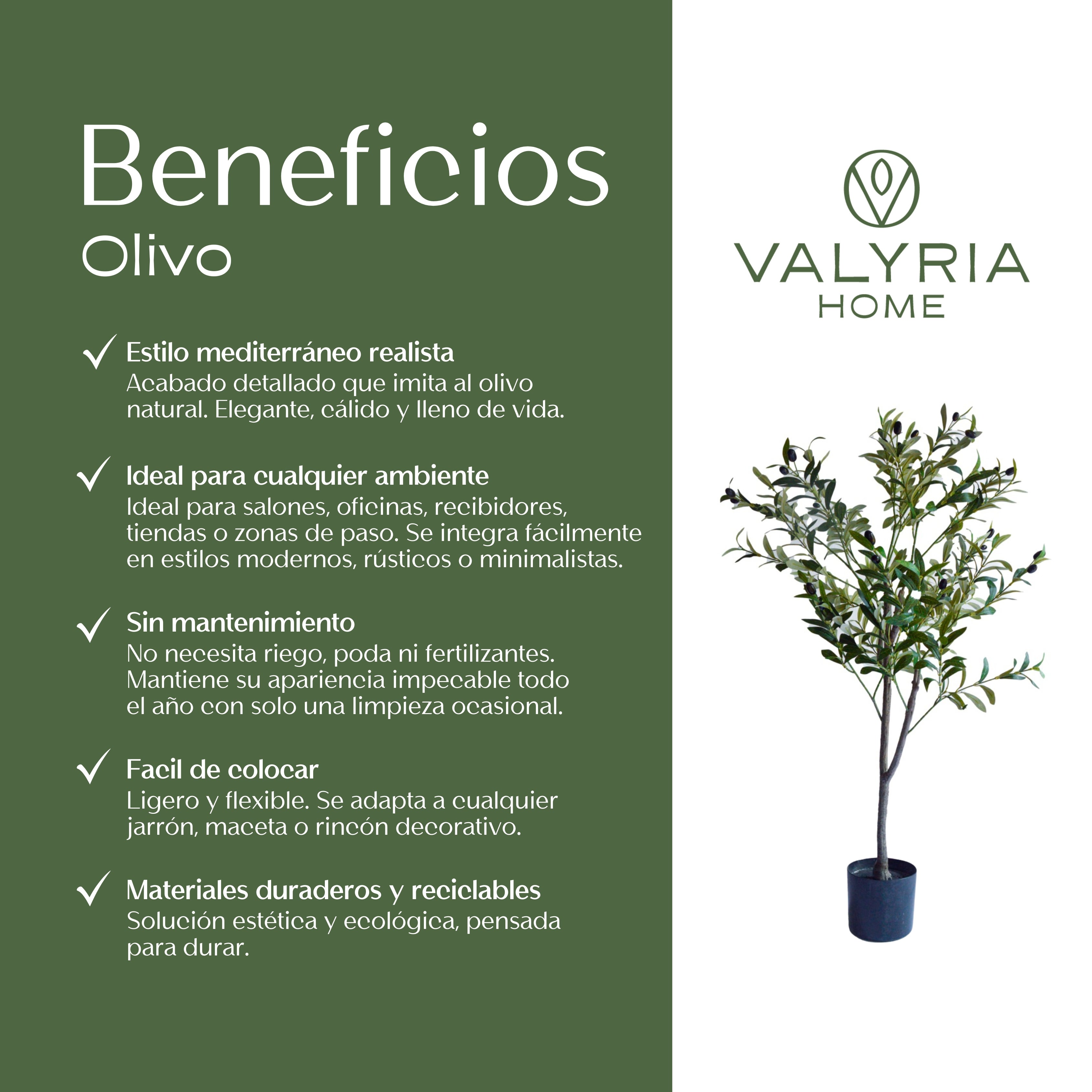 Planta Artificial Olivo 150 cm – Árbol Decorativo Estilo Mediterráneo y Realista - 5