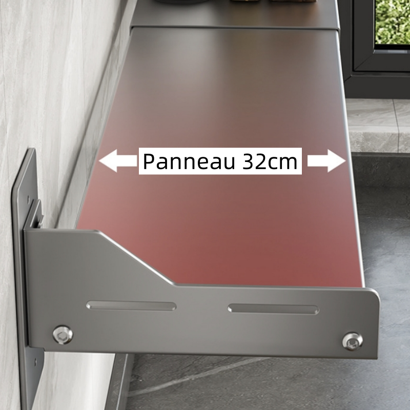 Étagère de cuisine extensible pour micro-ondes, installation sans perçage, porte-four mural, (36.5-60)*34*15.7cm, Noir - 3