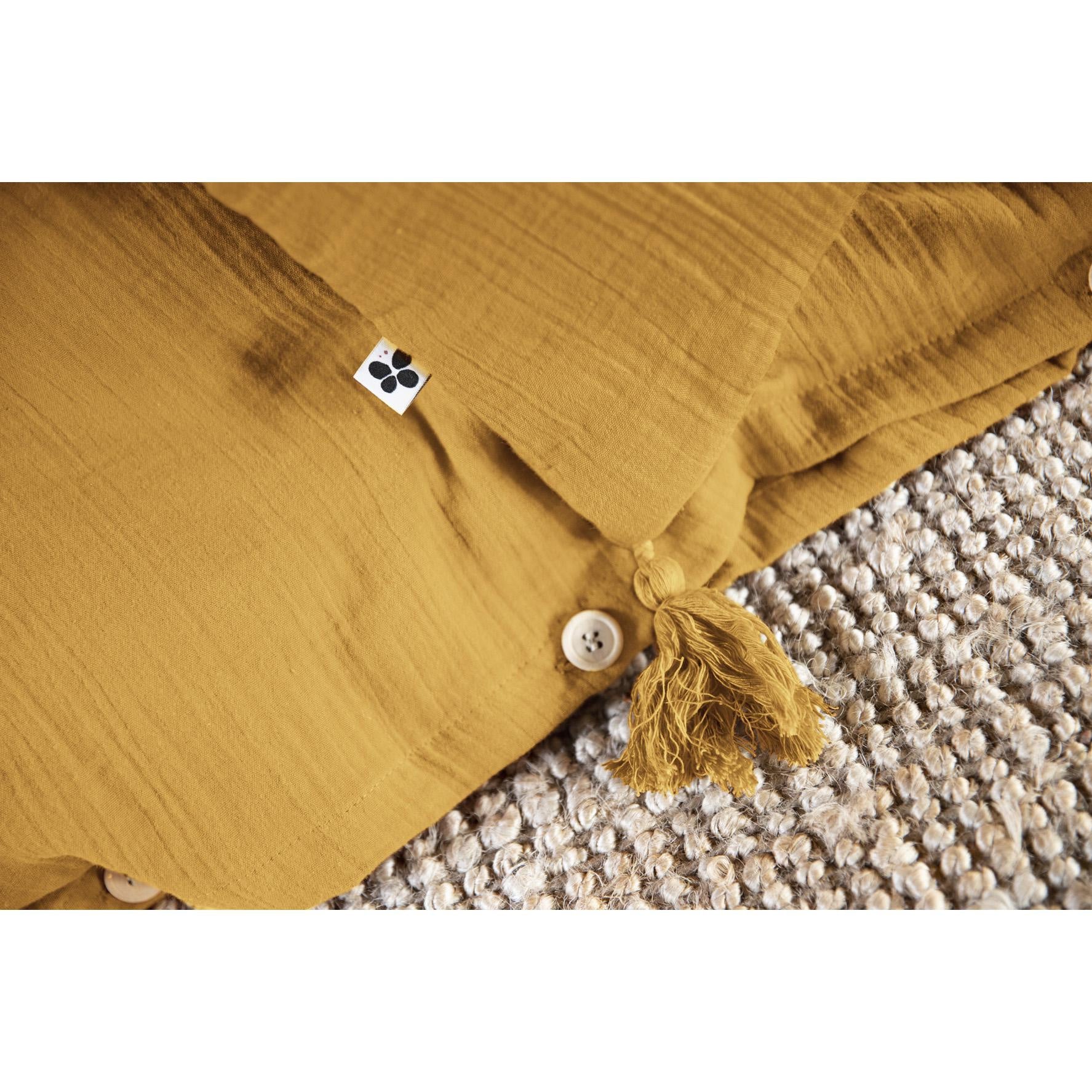 Housse de couette double gaze de coton 200 x 200 cm – GAÏA Safran - 3