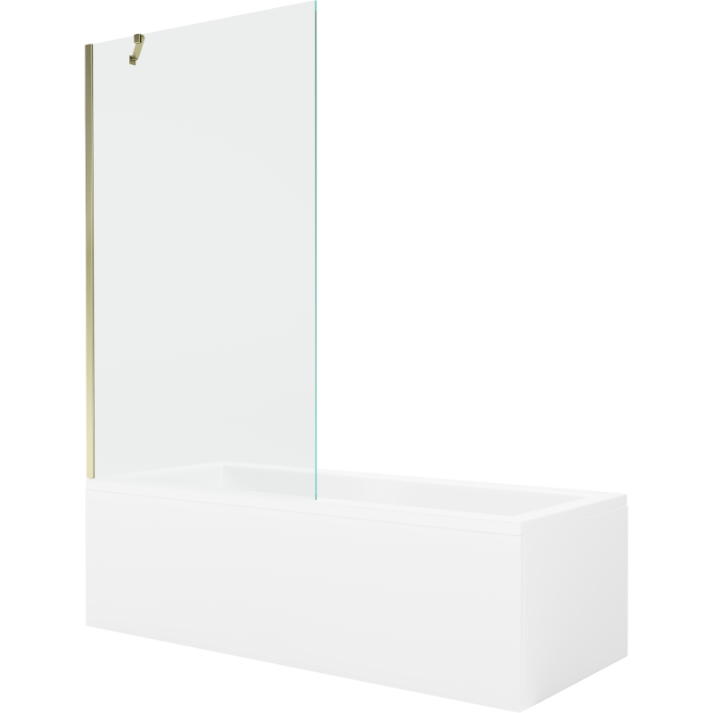 Mexen Cubik wanna prostokątna 170 x 70 cm z obudową i parawanem 1-skrzydłowym 100 cm, transparent, złoty - 550317070X9510000050