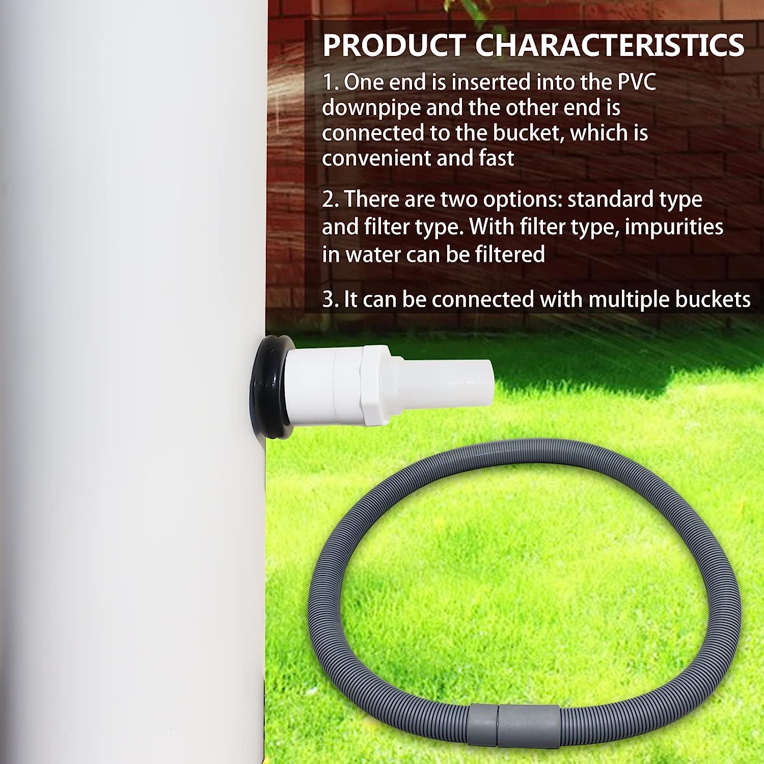 Kit tuyau circulaire en PVC 100mm avec tuyau flexible, collecteur d'eau de pluie, collecteur d'eau de descente de gouttière - 4