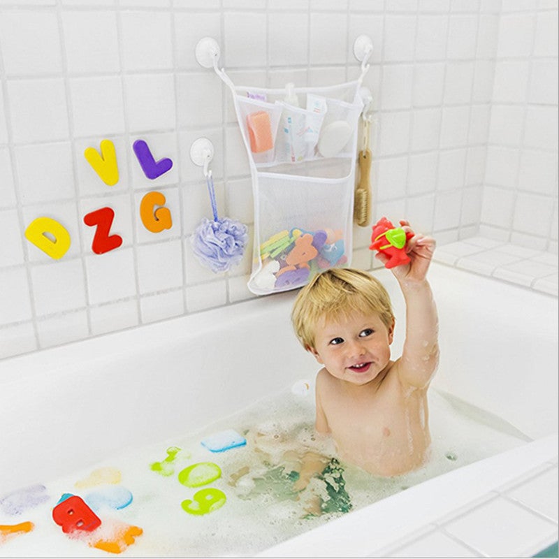 Filet De Rangement Jouets De Bain Ours Bleu – Avec Ventouses & Crochets, Séchage Rapide