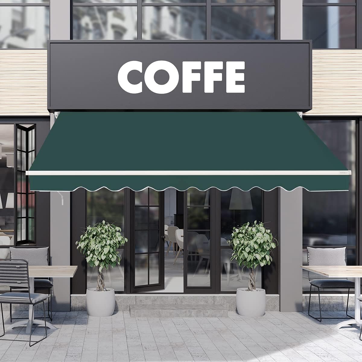 Store Banne Manuel 3Mx2,5M, Auvent de Terrace Exterior e tecido resistente aos UV com manilha e ângulo ajustável 5-35 ° para Patio(Verde) - 8