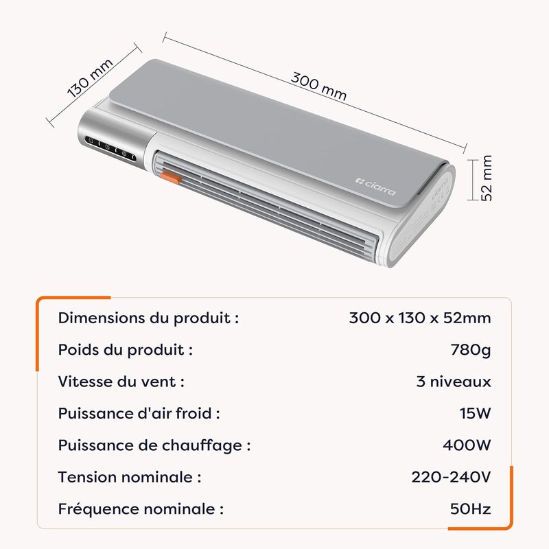 Dodatkowe ogrzewanie, grzejnik wentylatorowy do łazienki, 400W, funkcja 3 w 1, 3 poziomy ogrzewania, 6-godzinny timer, ochrona przed przegrzaniem