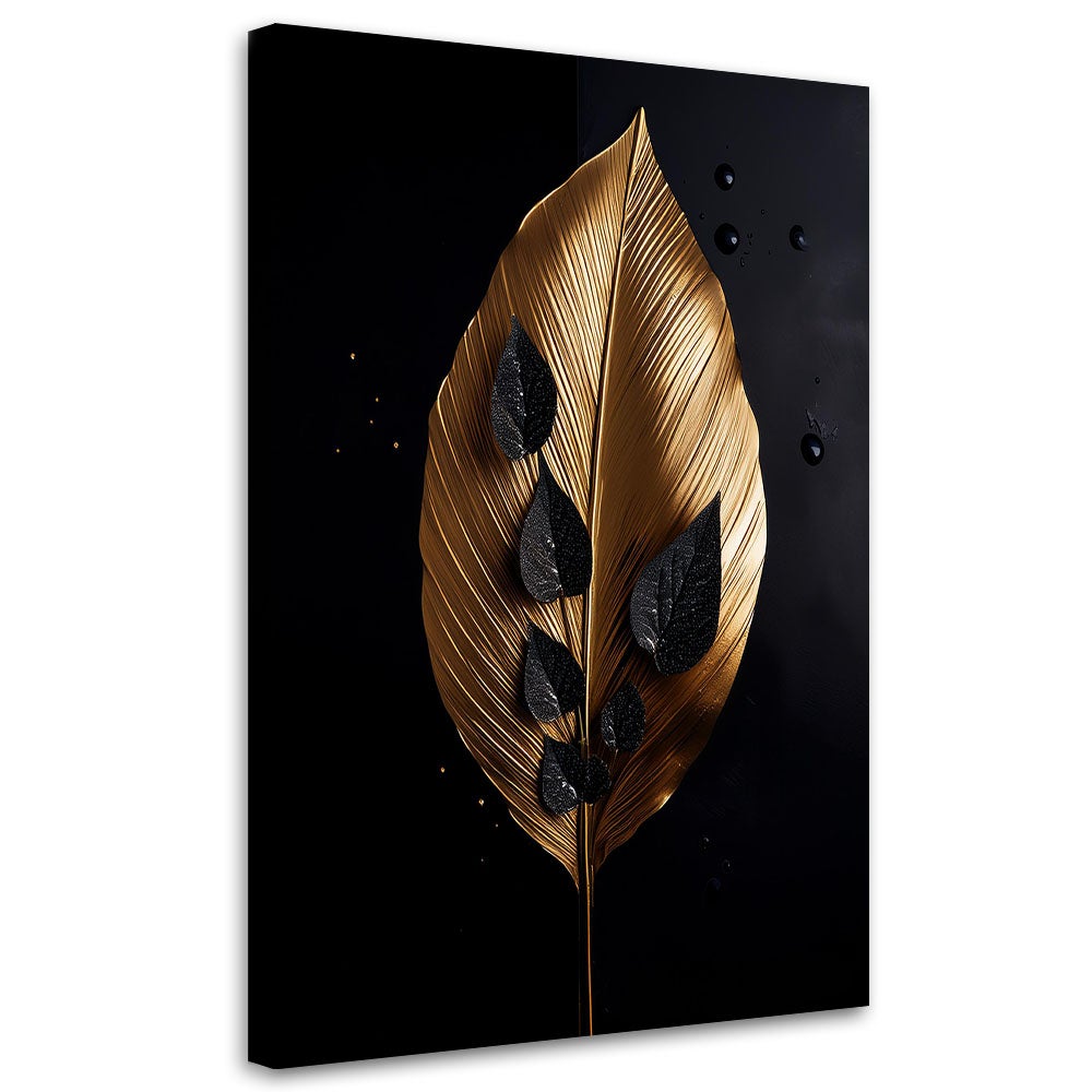 Obraz na płótnie, Złoty Liść Glamour Loft 70x100