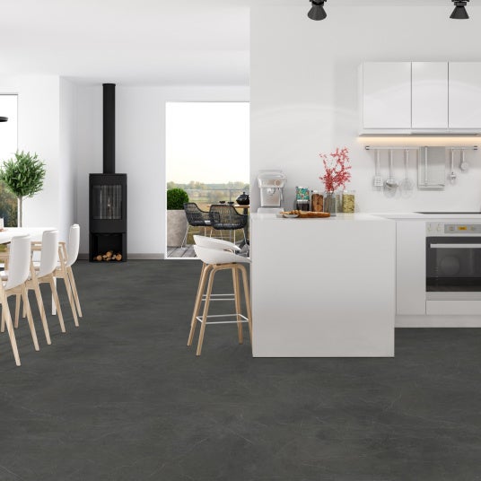 Sol PVC Textile - Aspect marbre anthracite - Rouleau de 3m x 7m - 2