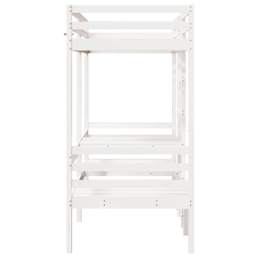 Lit mezzanine avec bureau et chaises blanc 90 x 190 cm en pin massif - 6