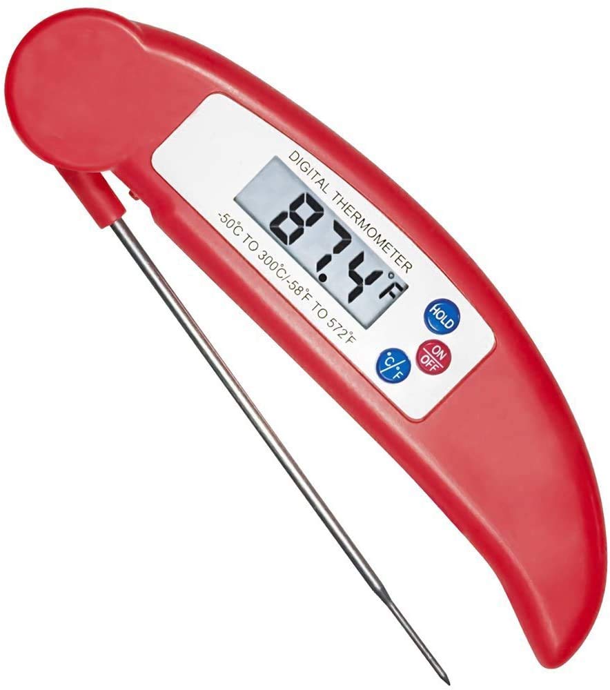 Termometr kuchenny, LCD Elektroniczny termometr do pieczenia z natychmiastowym odczytem i sondą, do pieczenia, czerwony