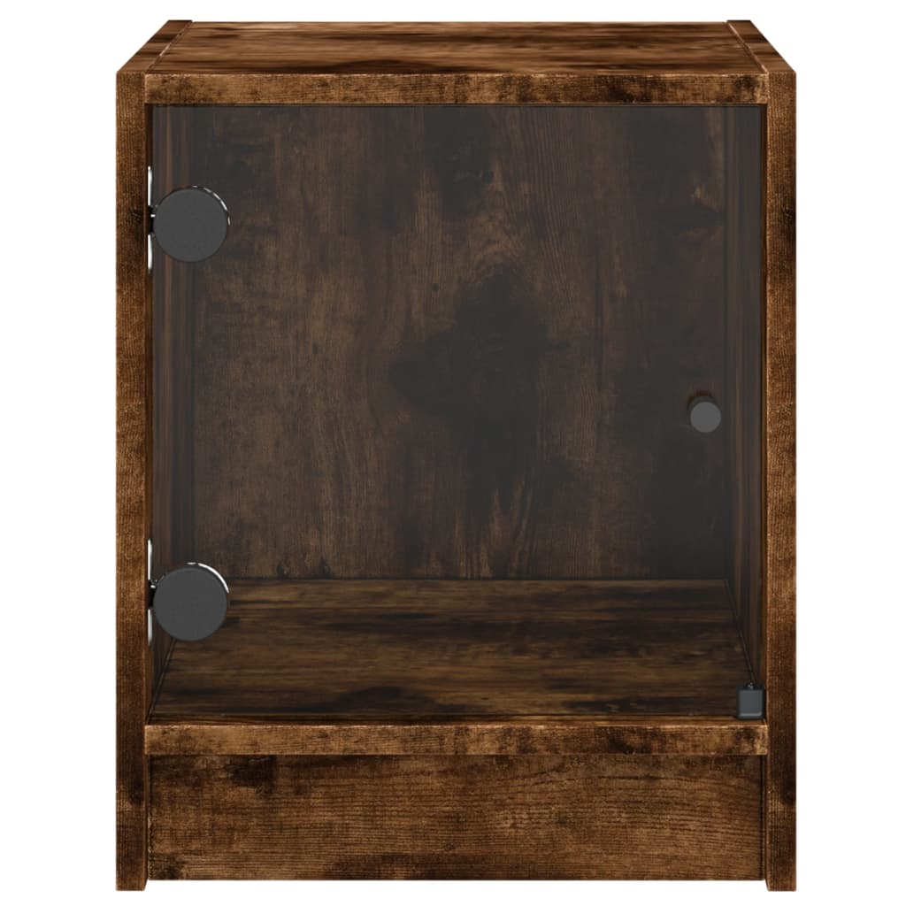Table de chevet avec porte en verre chêne fumé 35 x 37 x 42 cm - 6