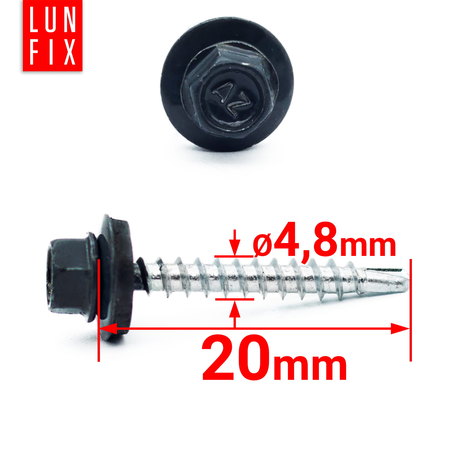 Blachowkręty wkręty farmerskie 4,8x20mm RAL716 antracyt 250szt. - 2