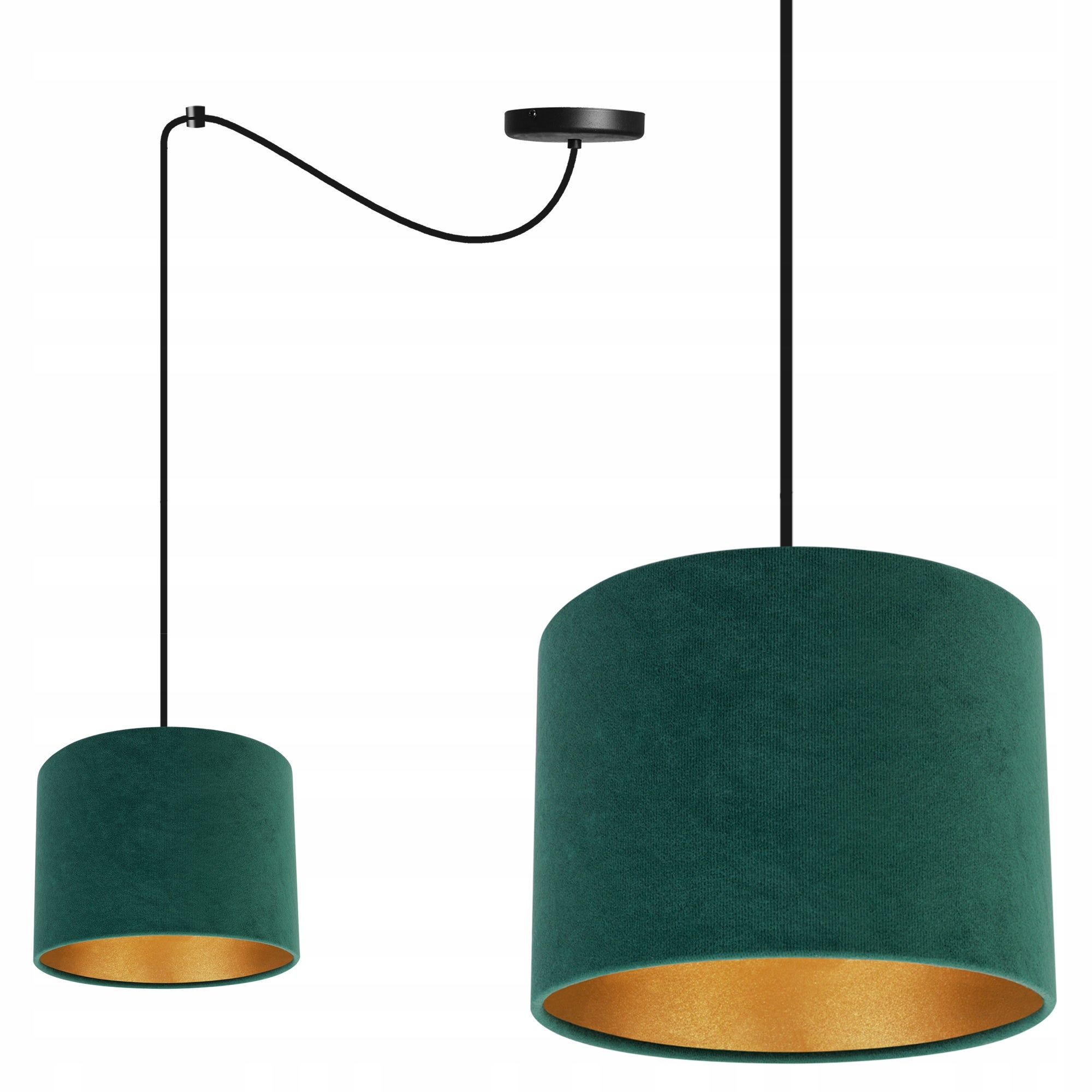 Lampa sufitowa wisząca Spider Mediolan classy 1xE27 abażur walec złoto/zielony Light Home LH