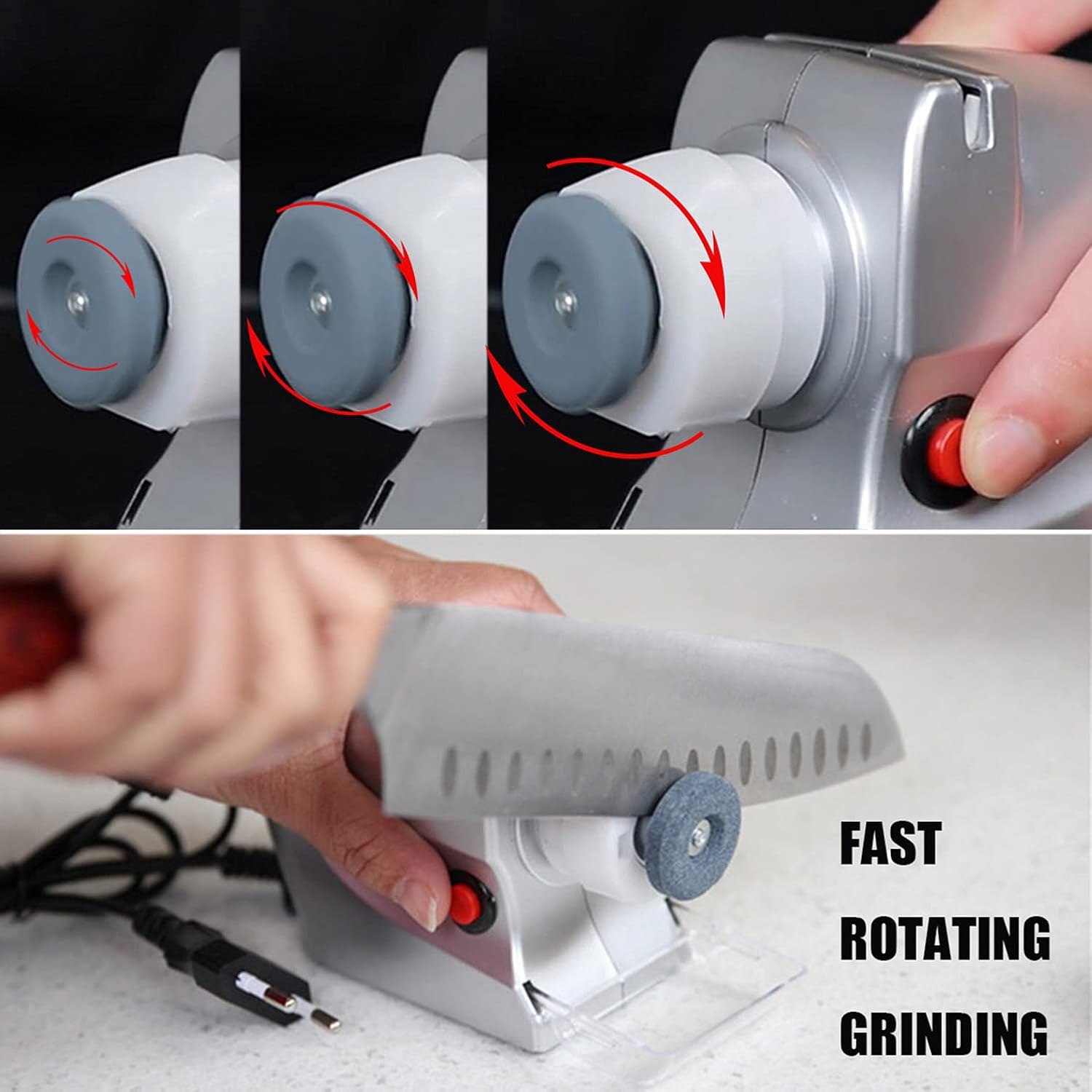 Affilacoltelli, Affilacoltelli elettrico, Affilacoltelli da cucina, Base antiscivolo adatta per coltelli e cacciaviti - 4