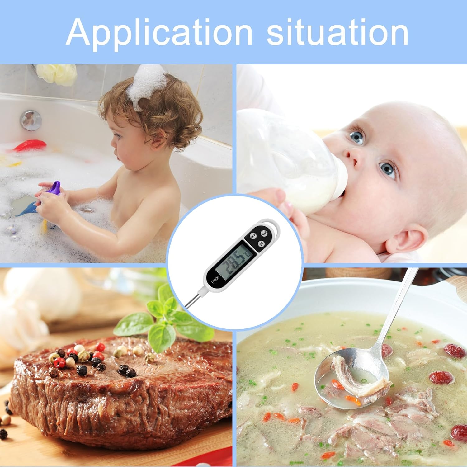 Thermomètre Cuisine LCD Digital avec Sonde Longue Précision Instantané pour BBQ Huile Viande Lait Vin Eau Chaude - 3