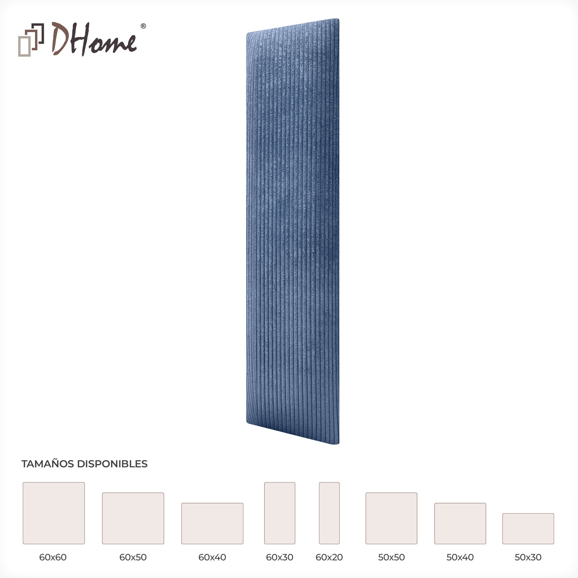 DHOME Pannelli Imbottiti in Velluto Premium Autoadesivi per Parete Acustici Assorbenti Protezione Impatti Testiere (Blu, 60x20cm) - 5