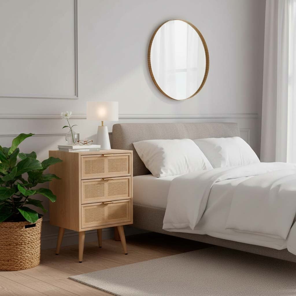 Mesa de cabeceira em malha de madeira e marrom 42x36,5x71 - 9