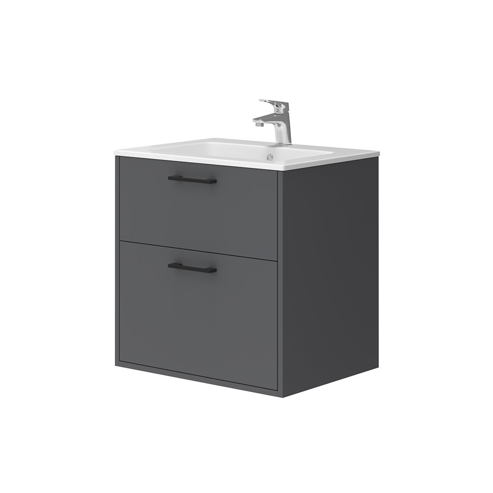 Vicco Zestaw mebli łazienkowych Lanco, Antracyt, 61 x 61.5 cm z umywalką