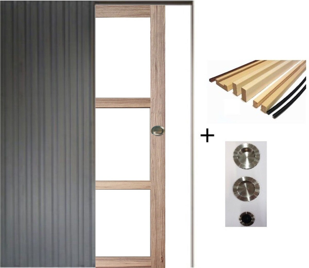 Porte Coulissante Bois Frake Vitrage Transparent H204 X L73 Cm ...