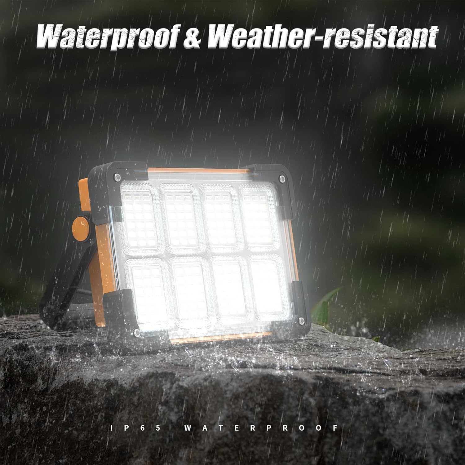 5 ensembles 30W Projecteur LED Rechargeable,Projecteur LED Chantier Portable Solaire & Batterie Rechargeable,4 Modes 5400mAh Lampe de Travail Pou - 5