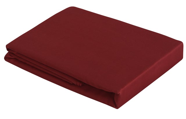 Drap plat 2 personnes 240x300 cm satin de coton bordeaux