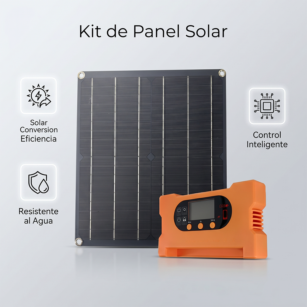Painel solar monocristalino 20W com controlador de armazenamento 40A, painel de carga de emergência - 6