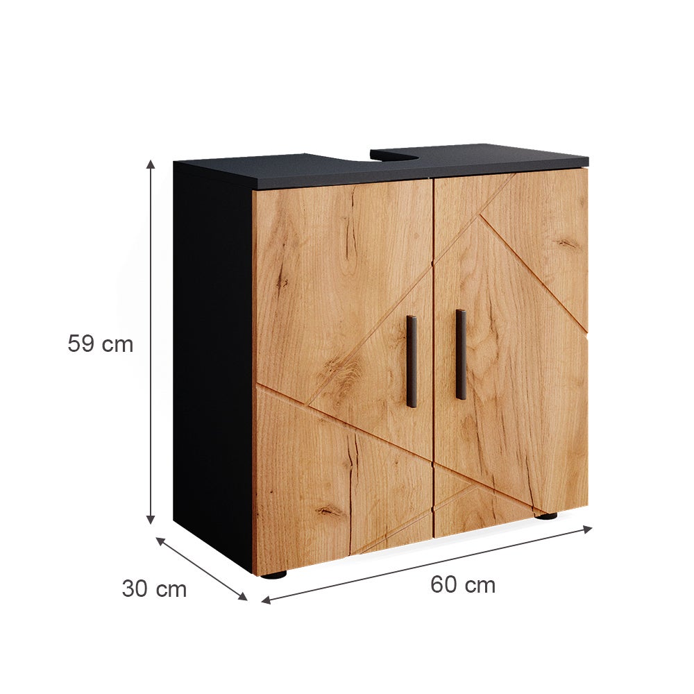 Vicco Meuble sous vasque simple Irma, Chêne doré/anthracite, 60x59cm - 3