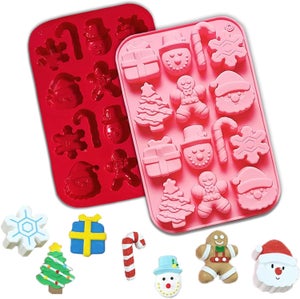 ysister Stampi di cioccolato di Natale,2pezzi Stampo natalizio per cioccolatini,Stampo Silicone Cioccolato Caramelle,Stampi per caramelle al cioccolato,per torte,decorazioni natalizie (Marrone