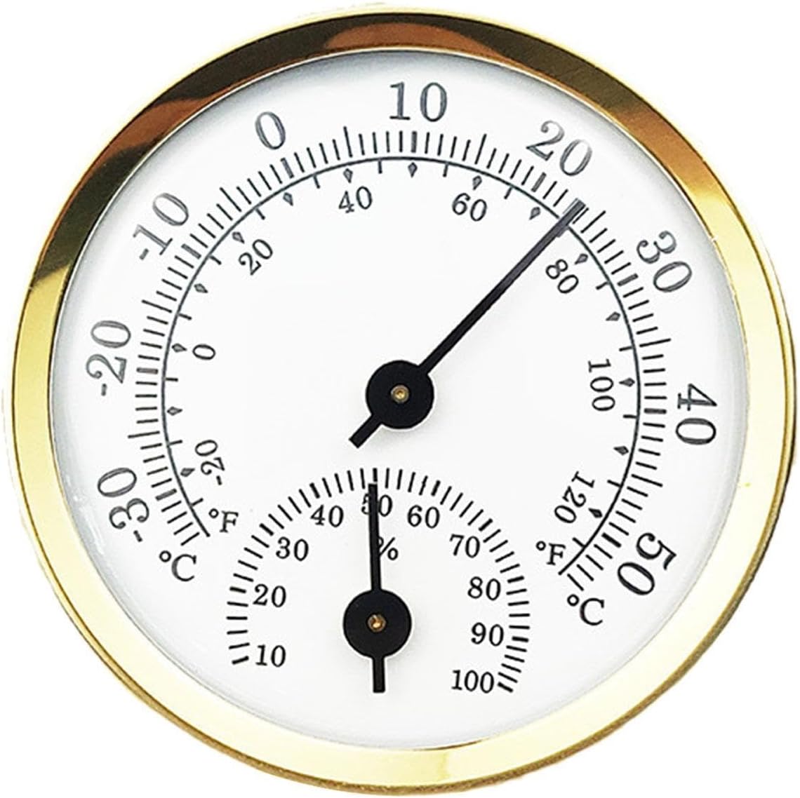 Higrometr i termometr pokojowy, 2 w 1, analogowy, 5,8 cm mini termometr, złoty