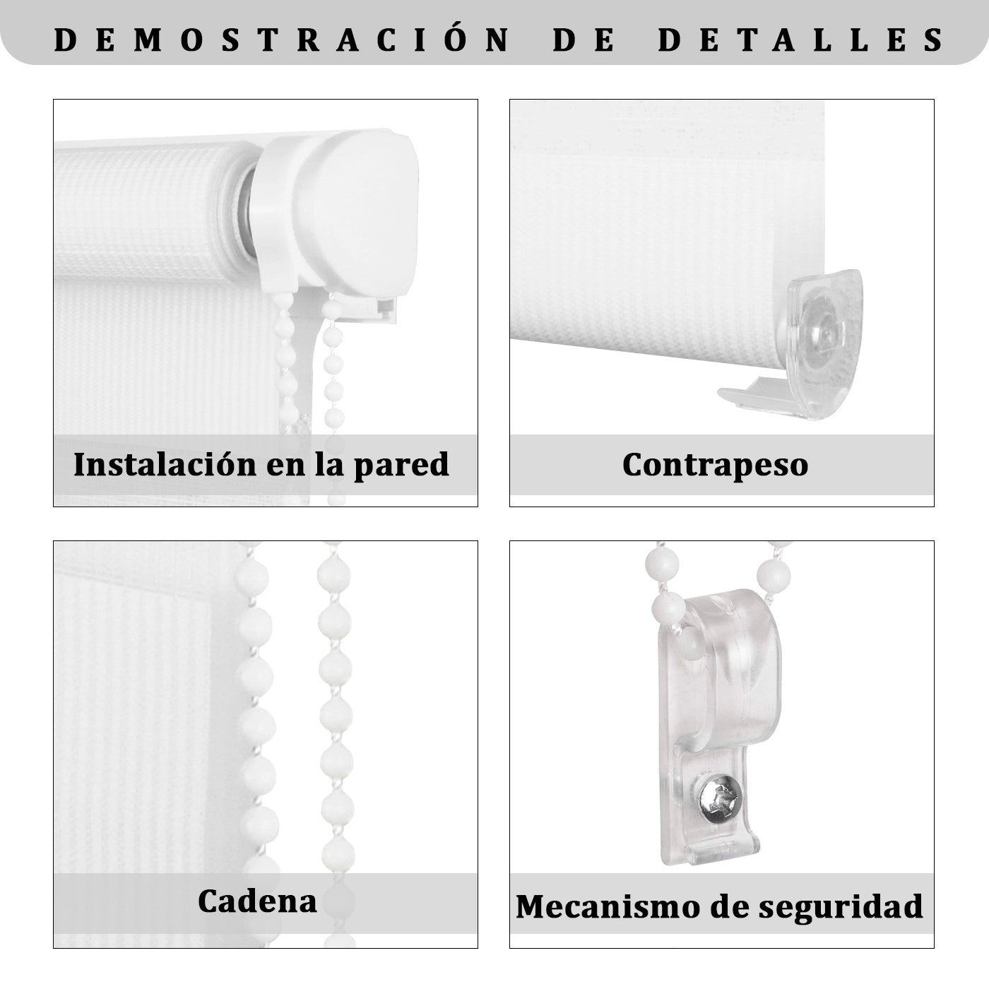 Estor Enrollable de Doble Capa, Noche y Día, AITSSE, Poliéster (120 x 180 cm, Blanco)Fácil Instalación - 3