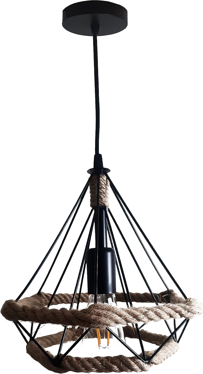 VOMI Kit Di Lampade In Corda Canapa E27 Con Interruttore E Spina 3 Luci