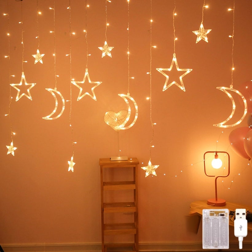 Guirlande Lumineuse LED Étoiles - 50 LEDs, 8 Modes, Télécommande, USB, Dimmable, Blanc Chaud
