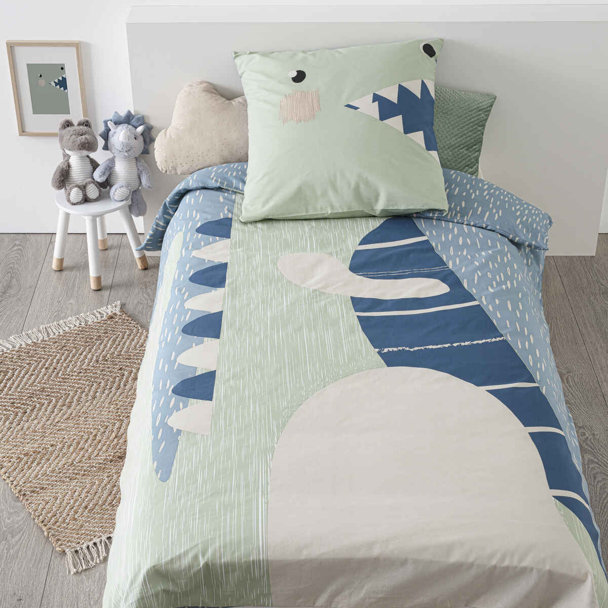 Juego de cama infantil «dinosaurio» - algodón 140 x 200 cm - atmosphera créateur d'intérieur
