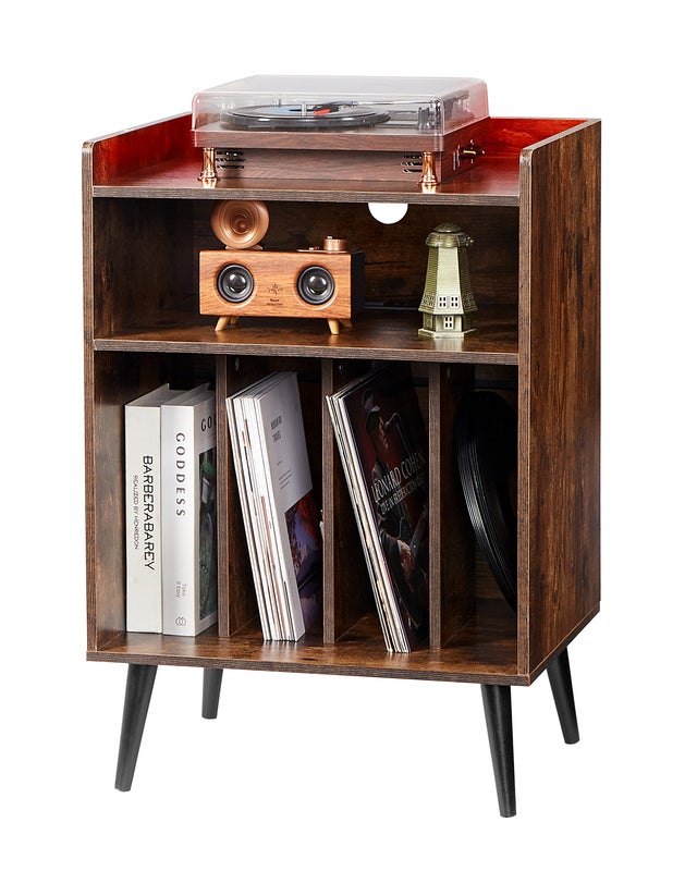 Stojak na gramofon, przechowywanie płyt winylowych, 3 poziomy, 150 albumów, drewno VEVOR